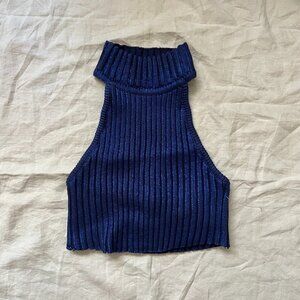 Metallic Coated Cropped Halter Top